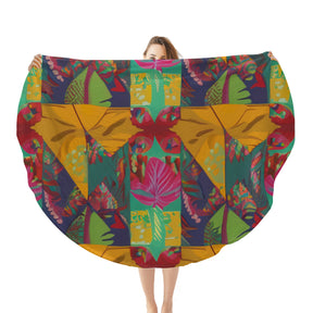 Single-Sided Printed Round Blanket | 280GSM Flannel - 13 - TROPICAL INSPIRED