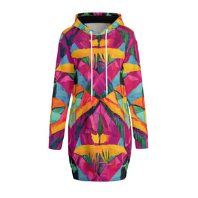 All-Over Print Women Long Sleeve Casual Hoodie Sweatshirt Dress丨 Polyester - 2 - TROPICAL INSPIRED