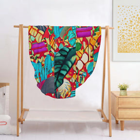 Single-Sided Printed Round Blanket | 280GSM Flannel - 3 - TROPICAL INSPIRED