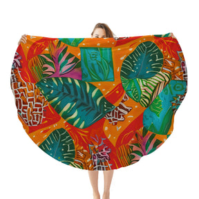 Single-Sided Printed Round Blanket | 280GSM Flannel - 14 - TROPICAL INSPIRED