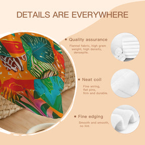 Single-Sided Printed Round Blanket | 280GSM Flannel - 14 - TROPICAL INSPIRED