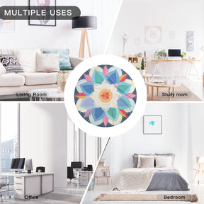 Single-Sided Printed Round Blanket | 280GSM Flannel - 20 - COLORFUL MANDALA