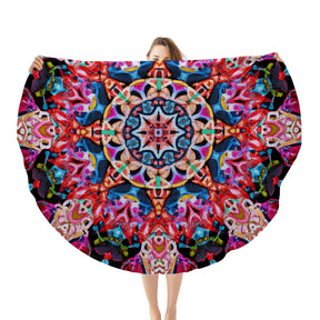 Single-Sided Printed Round Blanket | 280GSM Flannel - 8 - COLORFUL MANDALA