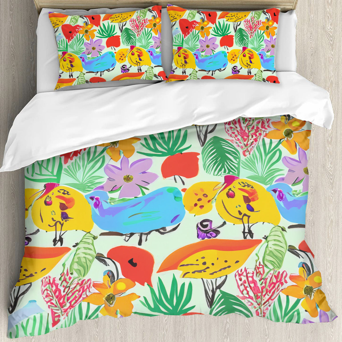 Multi Size Printed Duvet Cover Set (Double)｜Polyester - 3 - Abstract Birds