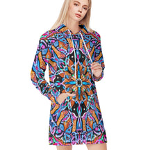 All-Over Print Women Long Sleeve Casual Hoodie Sweatshirt Dress丨 Polyester - 2 - COLORFUL MANDALA