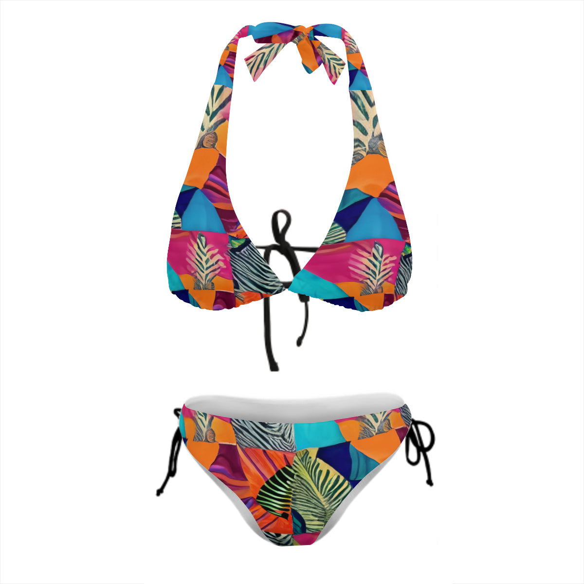 All-Over Print Bikini Swimsuit (Multi-Faceted Design)｜Polyester+Spandex - 4 - TROPICAL INSPIRED