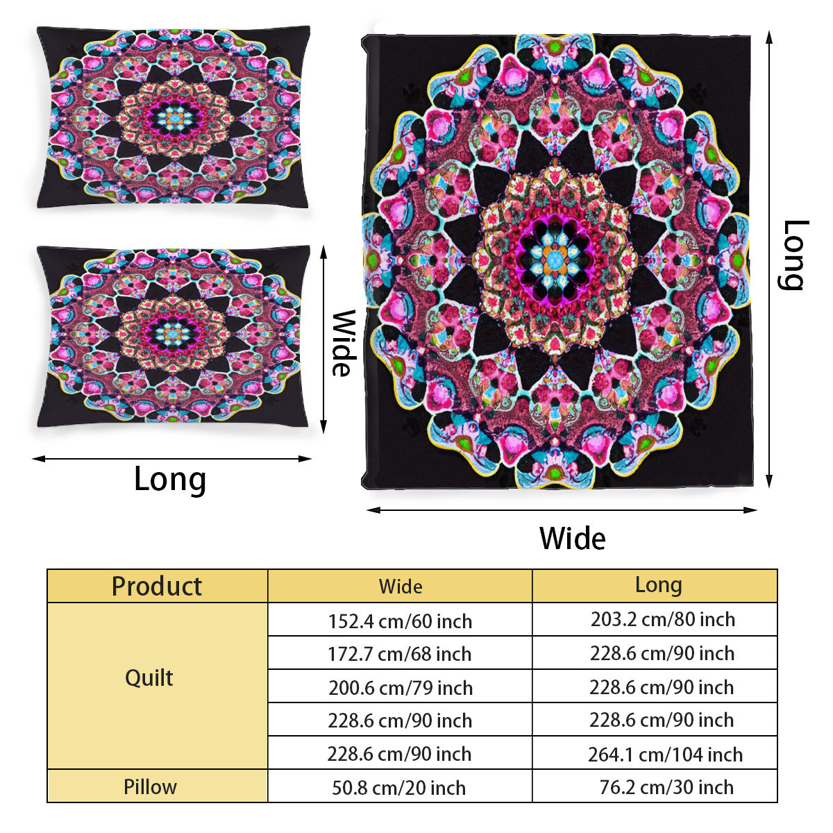 Multi Size Printed Duvet Cover Set (Double)｜Polyester - 3 - COLORFUL MANDALA