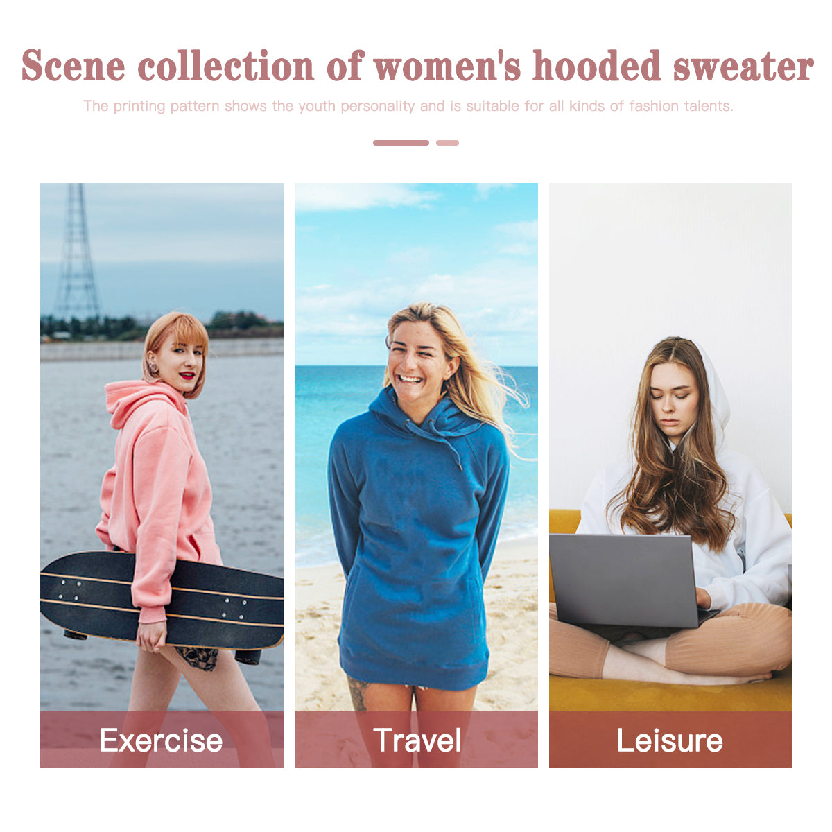 All-Over Print Women Long Sleeve Casual Hoodie Sweatshirt Dress丨 Polyester - 19- Lightning Pattern