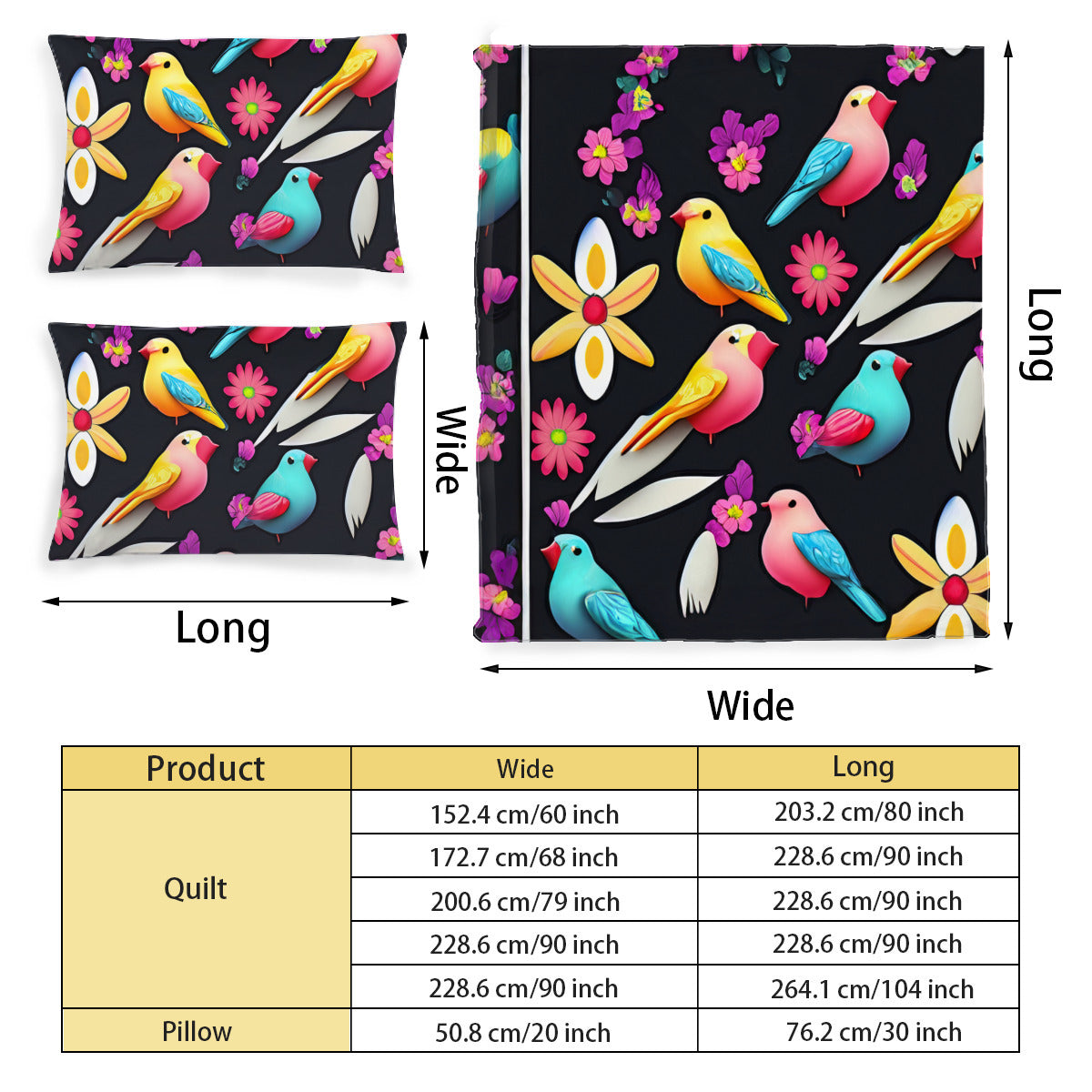 Multi Size Printed Duvet Cover Set (Double)｜Polyester - 24 - Abstract Birds