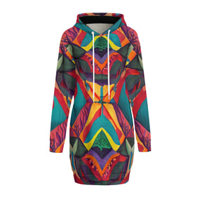 All-Over Print Women Long Sleeve Casual Hoodie Sweatshirt Dress丨 Polyester - 1 - TROPICAL INSPIRED