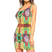 All-Over Print Sleeveless Slim-Fit Tank Top Slip Dress | Polyester - 7 - TROPICAL INSPIRED