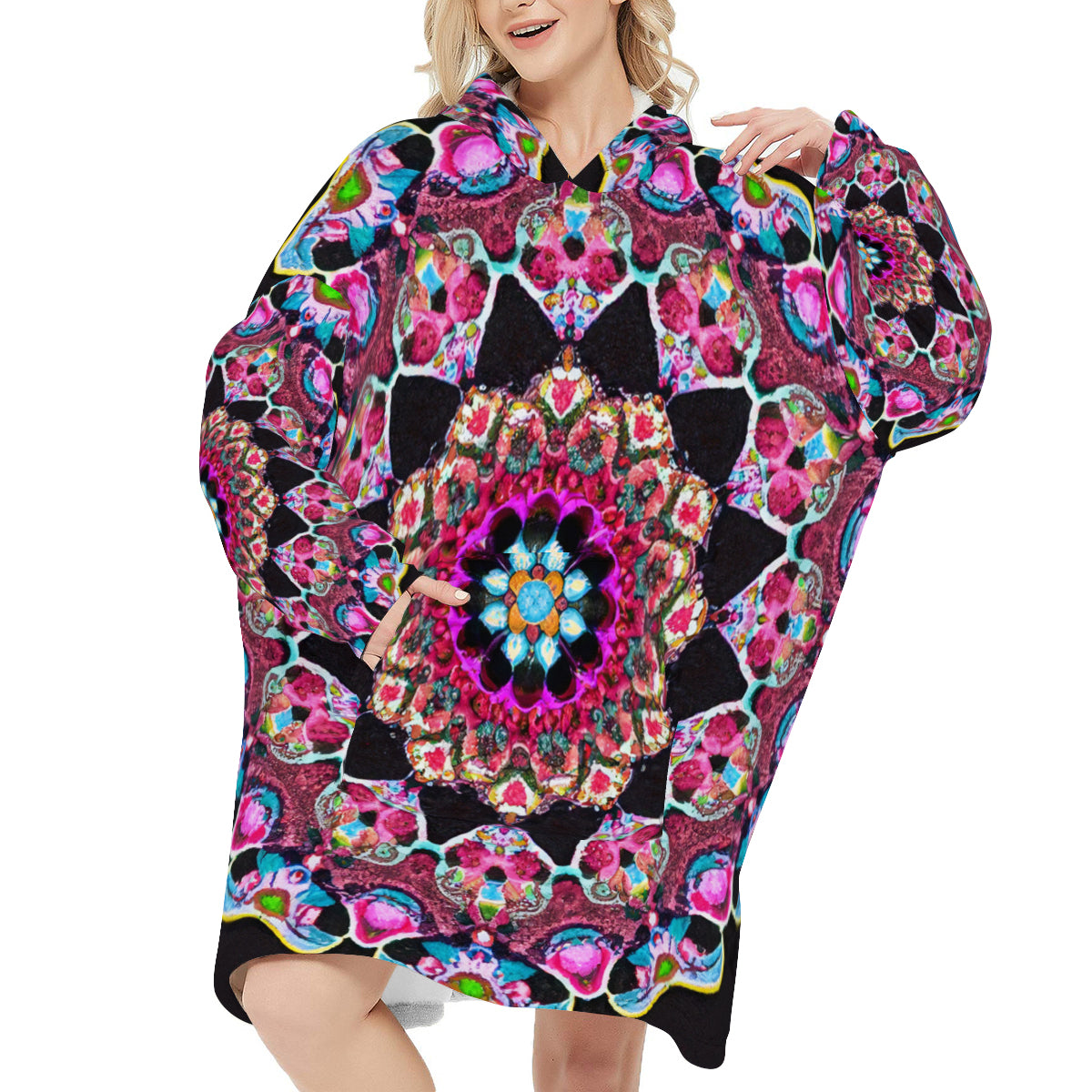 Sleeper Blanket Hoodie ｜Flannel - 3 - COLORFUL MANDALA