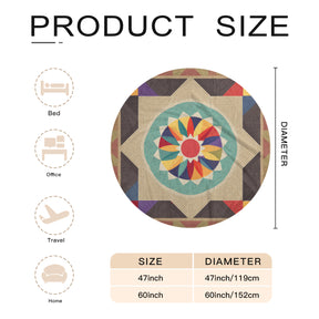 Single-Sided Printed Round Blanket | 280GSM Flannel - 17 - COLORFUL MANDALA