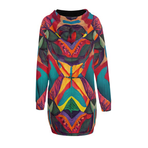 All-Over Print Women Long Sleeve Casual Hoodie Sweatshirt Dress丨 Polyester - 1 - TROPICAL INSPIRED