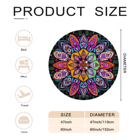 Single-Sided Printed Round Blanket | 280GSM Flannel - 1 - COLORFUL MANDALA