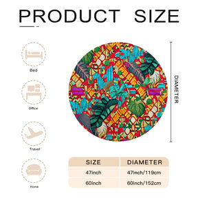 Single-Sided Printed Round Blanket | 280GSM Flannel - 3 - TROPICAL INSPIRED