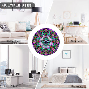 Single-Sided Printed Round Blanket | 280GSM Flannel - 5 - COLORFUL MANDALA