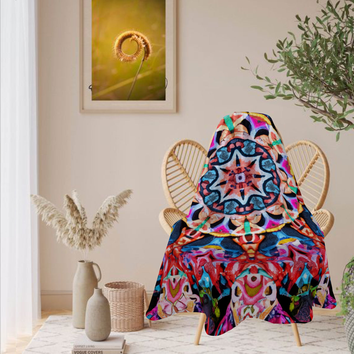 Single-Sided Printed Round Blanket | 280GSM Flannel - 8 - COLORFUL MANDALA