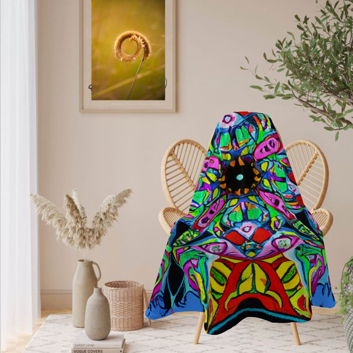 Single-Sided Printed Round Blanket | 280GSM Flannel - 7 - COLORFUL MANDALA