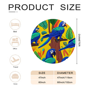 Single-Sided Printed Round Blanket | 280GSM Flannel - 34 - Abstract Birds