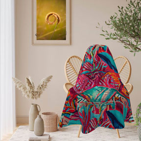 Single-Sided Printed Round Blanket | 280GSM Flannel - 24 - TROPICAL INSPIRED