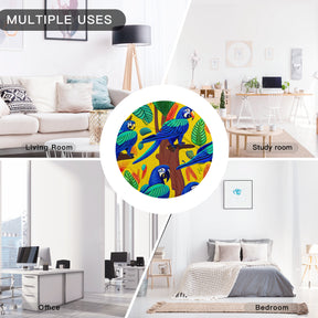 Single-Sided Printed Round Blanket | 280GSM Flannel - 34 - Abstract Birds