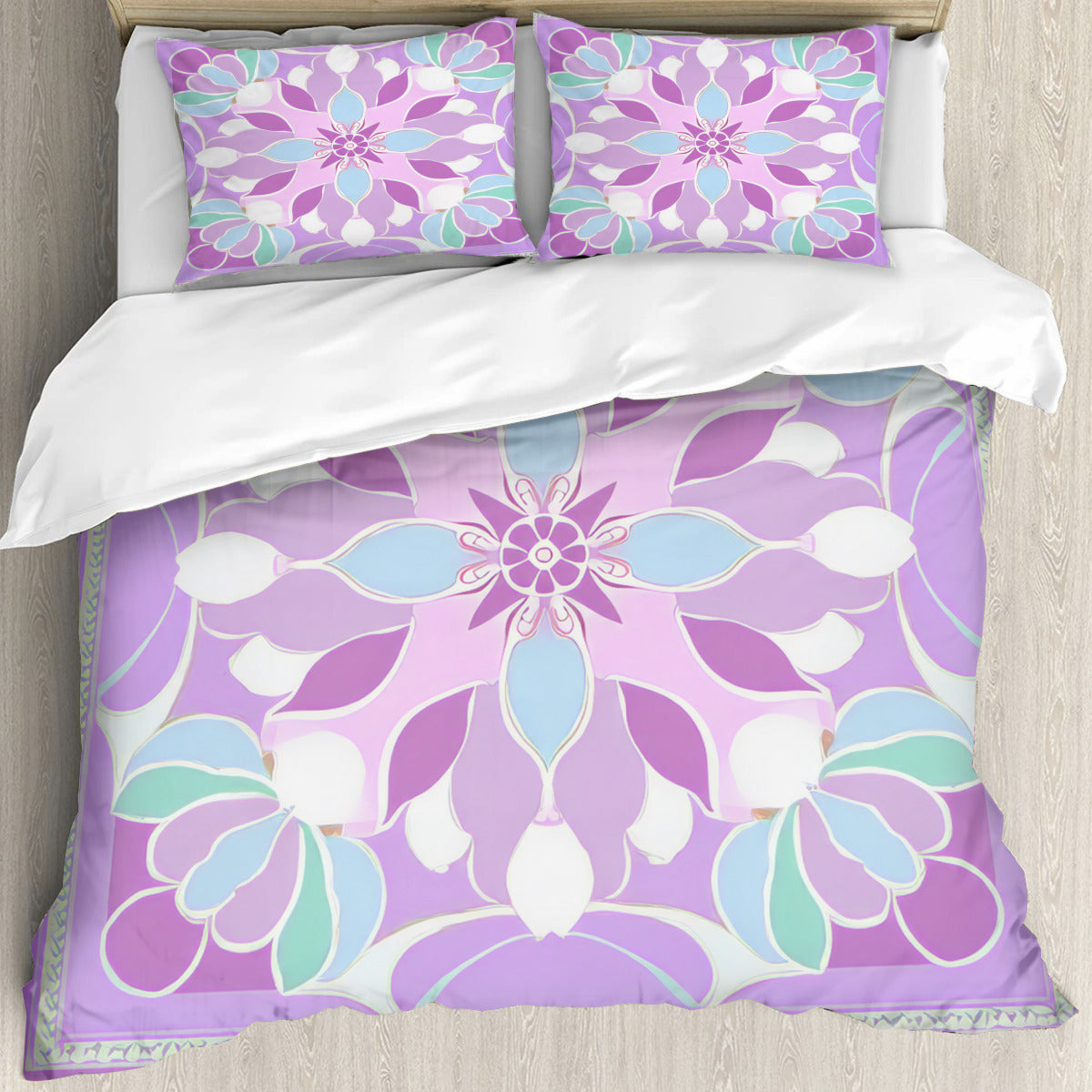 Multi Size Printed Duvet Cover Set (Double)｜Polyester - 14 - COLORFUL MANDALA