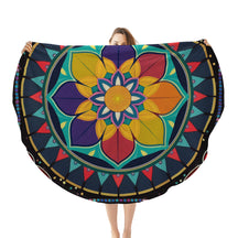 Single-Sided Printed Round Blanket | 280GSM Flannel - 16 - COLORFUL MANDALA