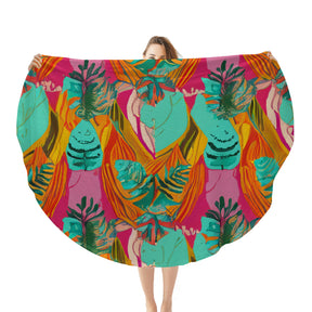 Single-Sided Printed Round Blanket | 280GSM Flannel - 5 - TROPICAL INSPIRED