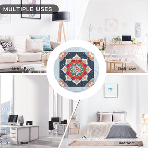 Single-Sided Printed Round Blanket | 280GSM Flannel - 18 - COLORFUL MANDALA