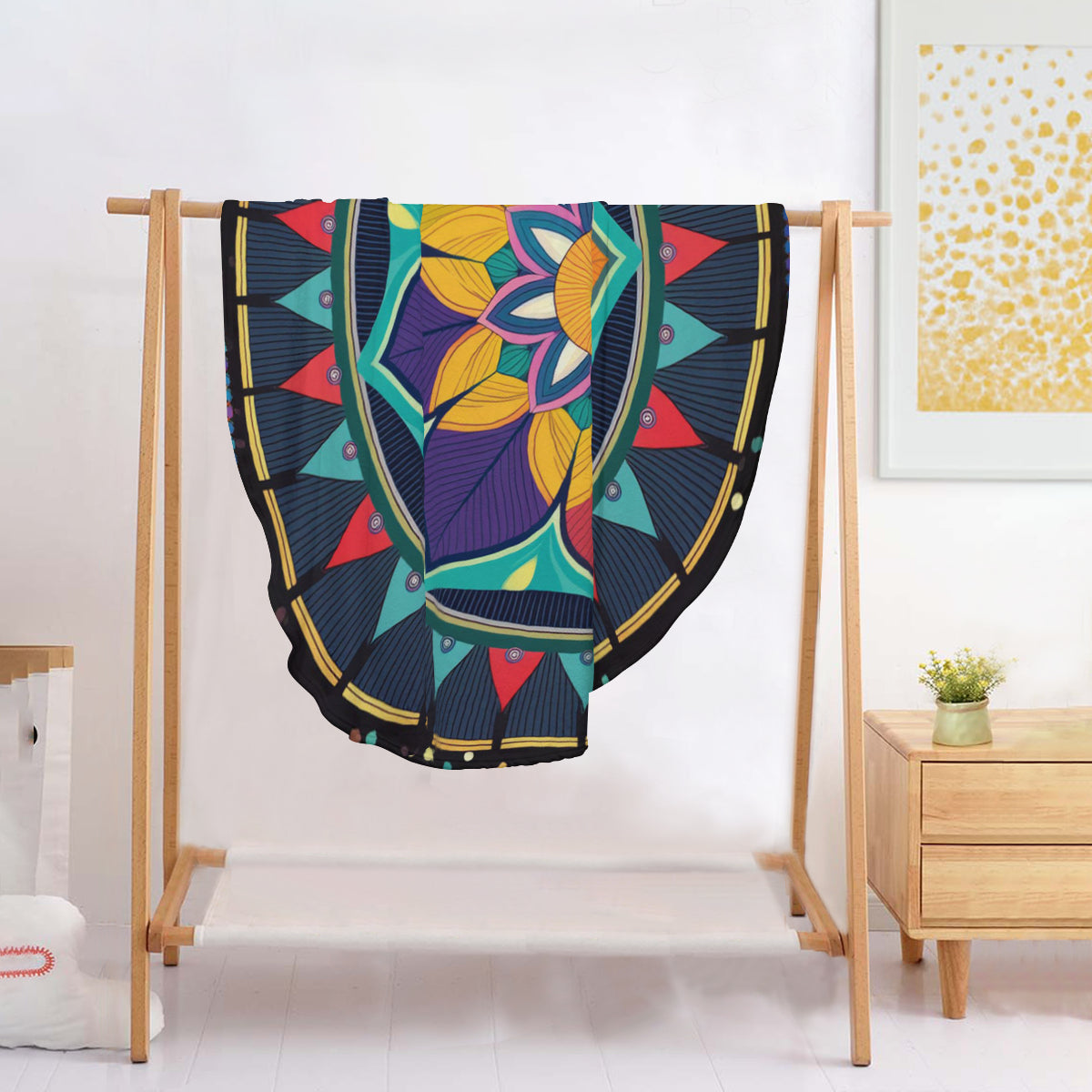 Single-Sided Printed Round Blanket | 280GSM Flannel - 16 - COLORFUL MANDALA