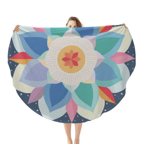 Single-Sided Printed Round Blanket | 280GSM Flannel - 20 - COLORFUL MANDALA