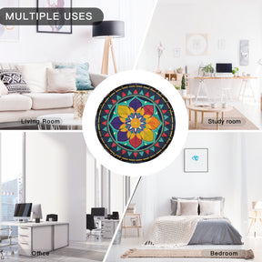 Single-Sided Printed Round Blanket | 280GSM Flannel - 16 - COLORFUL MANDALA