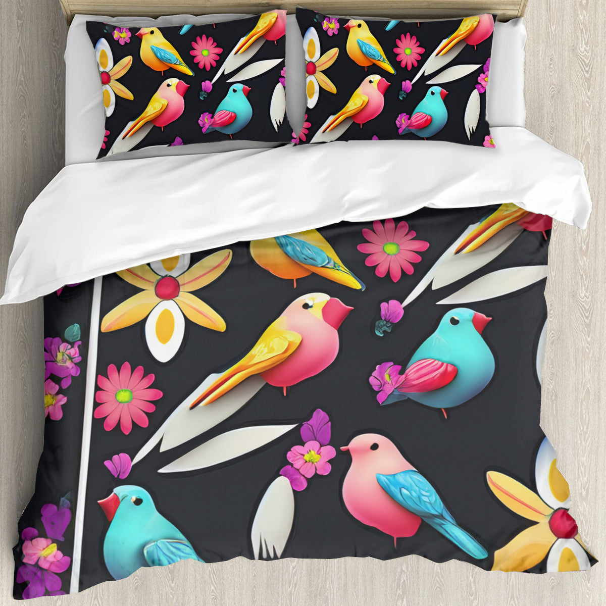 Multi Size Printed Duvet Cover Set (Double)｜Polyester - 24 - Abstract Birds