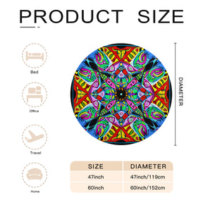 Single-Sided Printed Round Blanket | 280GSM Flannel - 7 - COLORFUL MANDALA