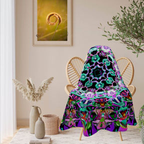 Single-Sided Printed Round Blanket | 280GSM Flannel - 5 - COLORFUL MANDALA