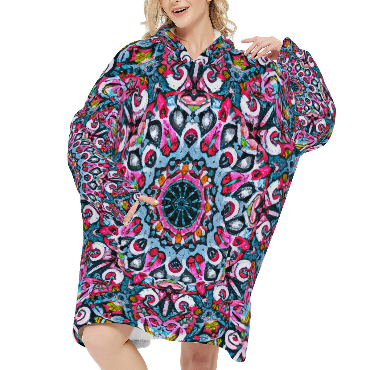 Sleeper Blanket Hoodie ｜Flannel - 4 - COLORFUL MANDALA