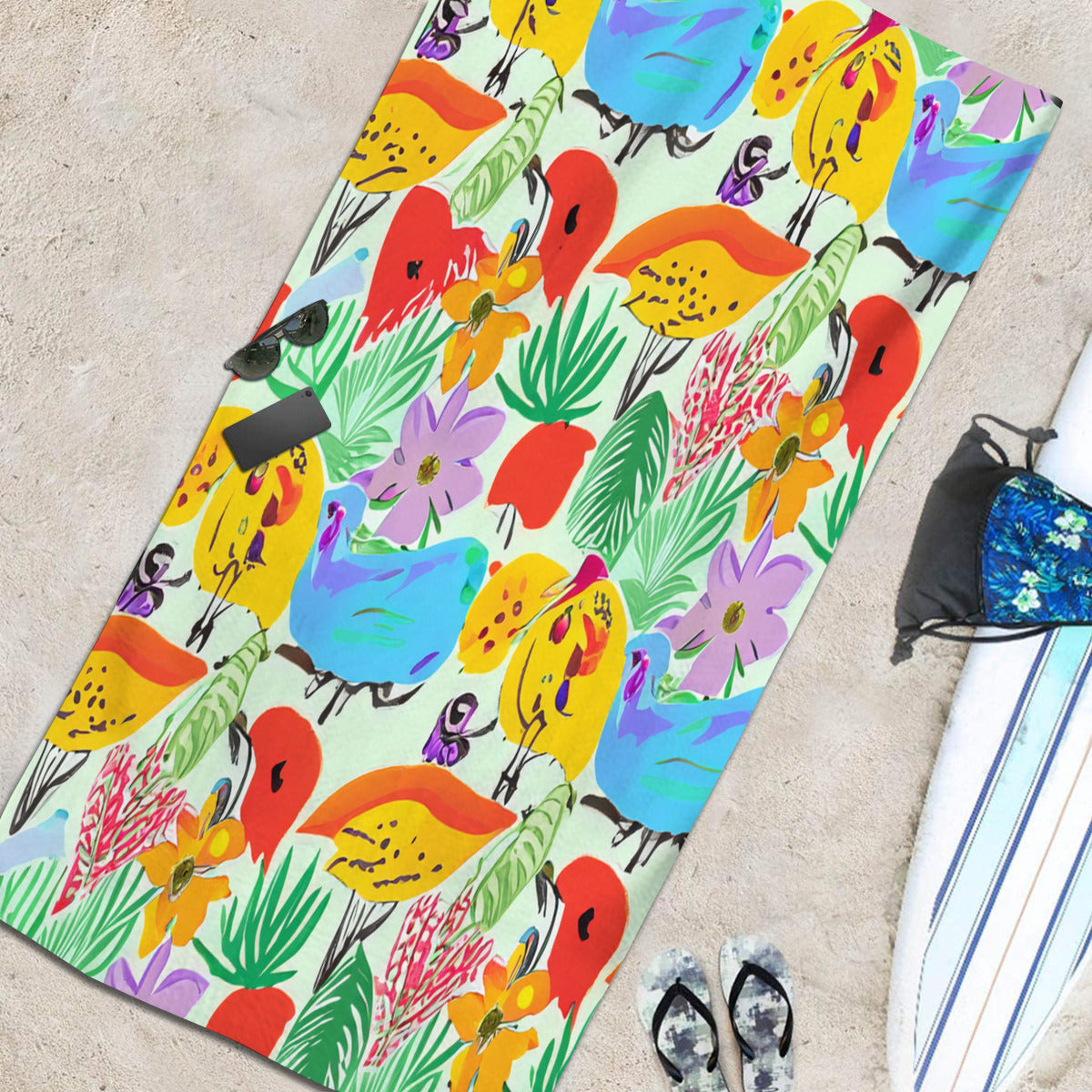 Beach towel 33×52inch｜Microfiber - 3 - Abstract Birds